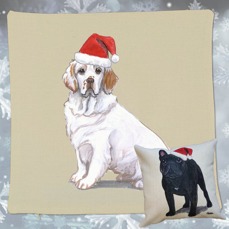 Clumber Spaniel Santa Pillow Cover