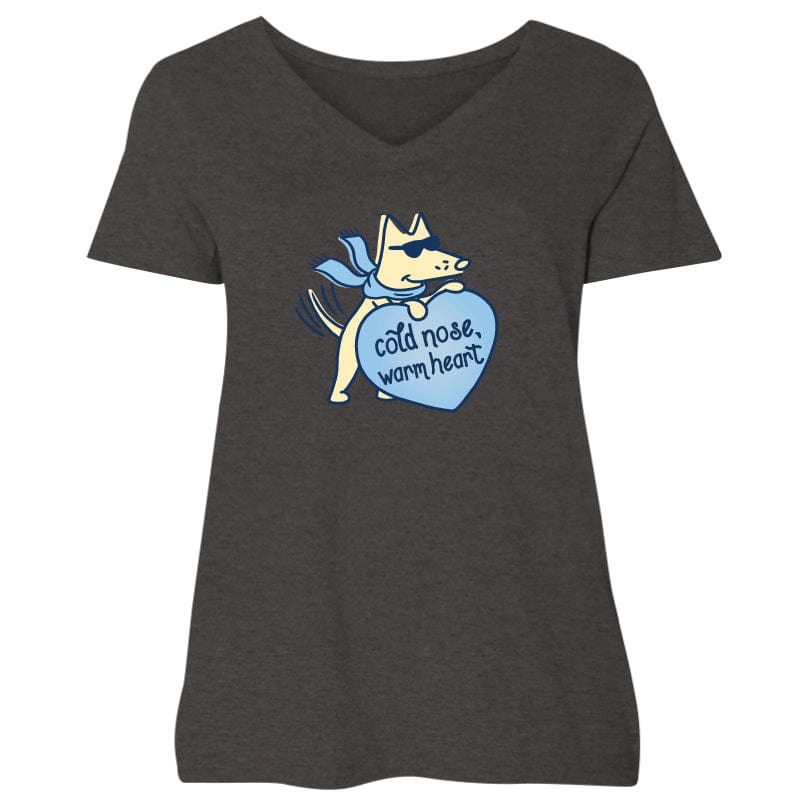 Cold Nose, Warm Heart - Ladies Curvy V-Neck Tee