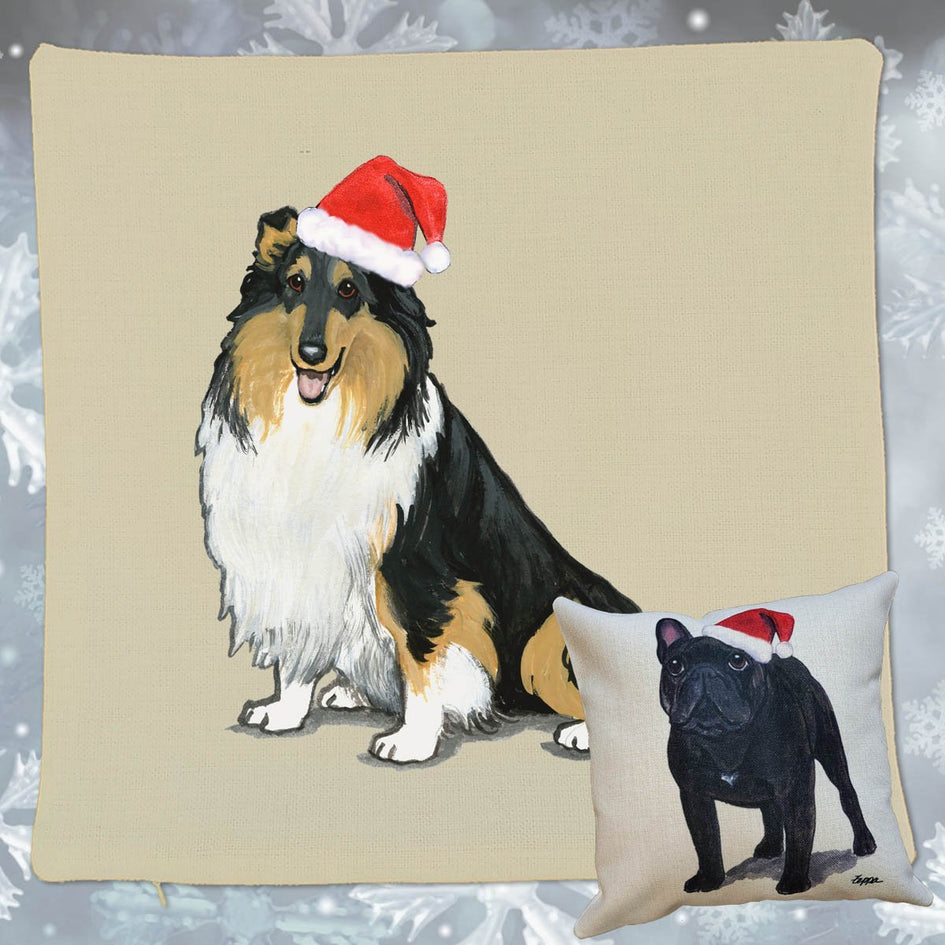 Collie Santa Pillow Cover