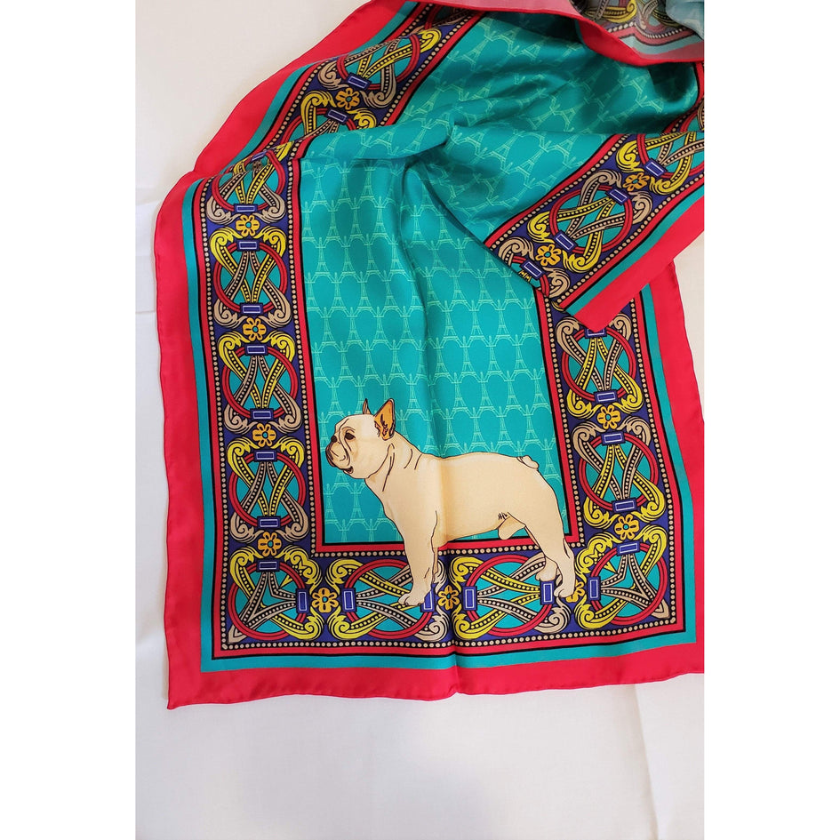 French Bulldog Oblong Silk Scarf