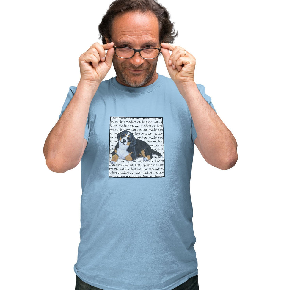 Bernese Mountain Dog Puppy Love Text - Adult Unisex T-Shirt