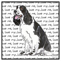 Black and White English Springer Spaniel Love Text - Adult Unisex Hoodie Sweatshirt