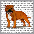 Red Staffordshire Bull Terrier Love Text - Adult Unisex Hoodie Sweatshirt