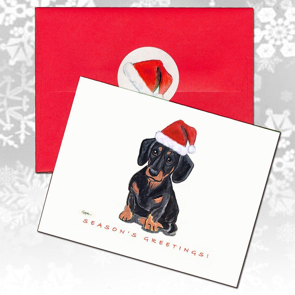 Dachshund, Black and Tan Christmas Note Cards