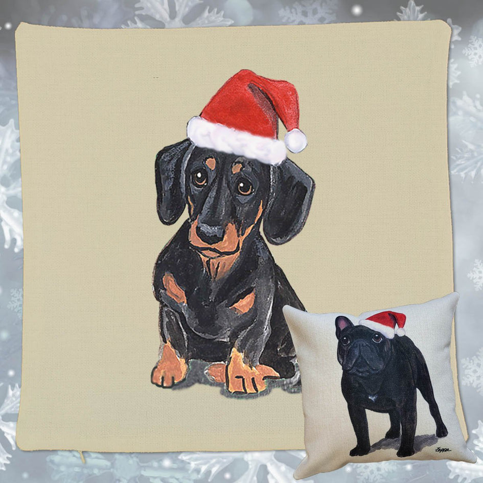 Dachshund Santa Pillow Cover