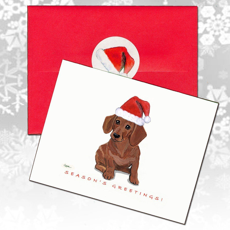 Dachshund, Red Christmas Note Cards