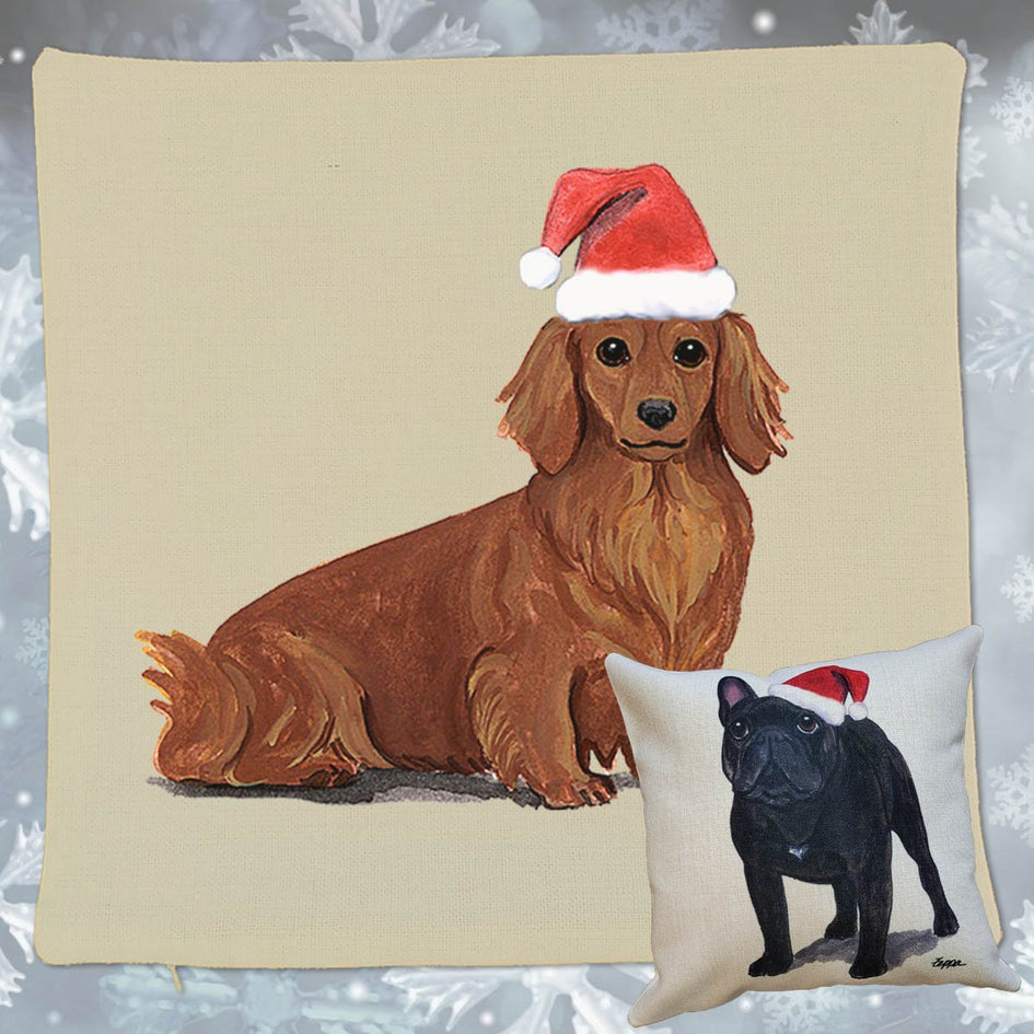 Dachshund Santa Pillow Cover