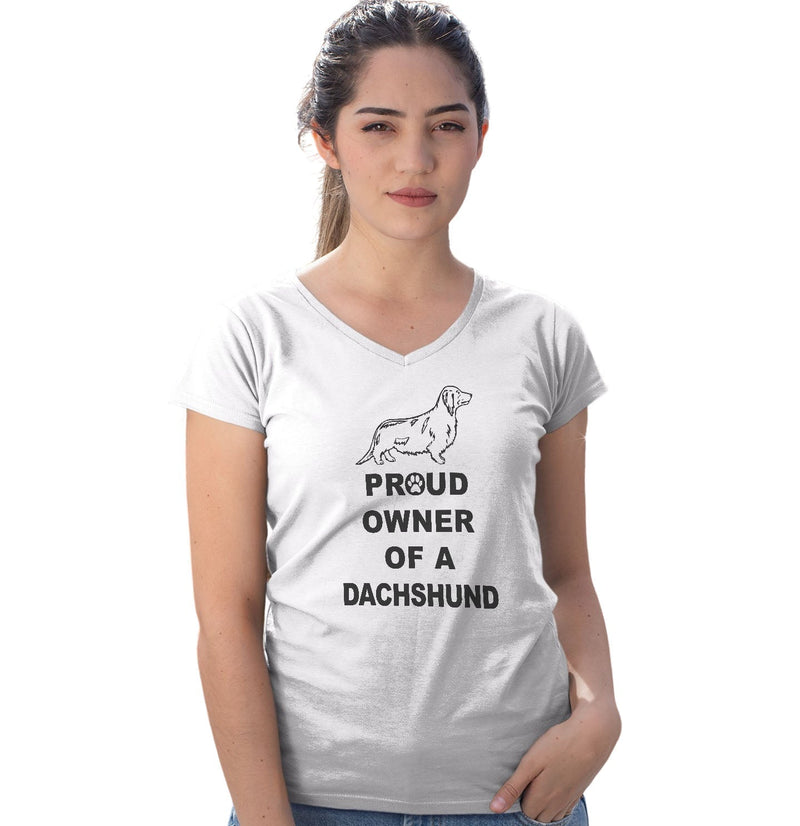 Longhaired Dachshund Proud Owner - Women's V-Neck T-Shirt