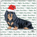 Dachshund, Black and Tan Longhair "Happy Howlidays" Coaster