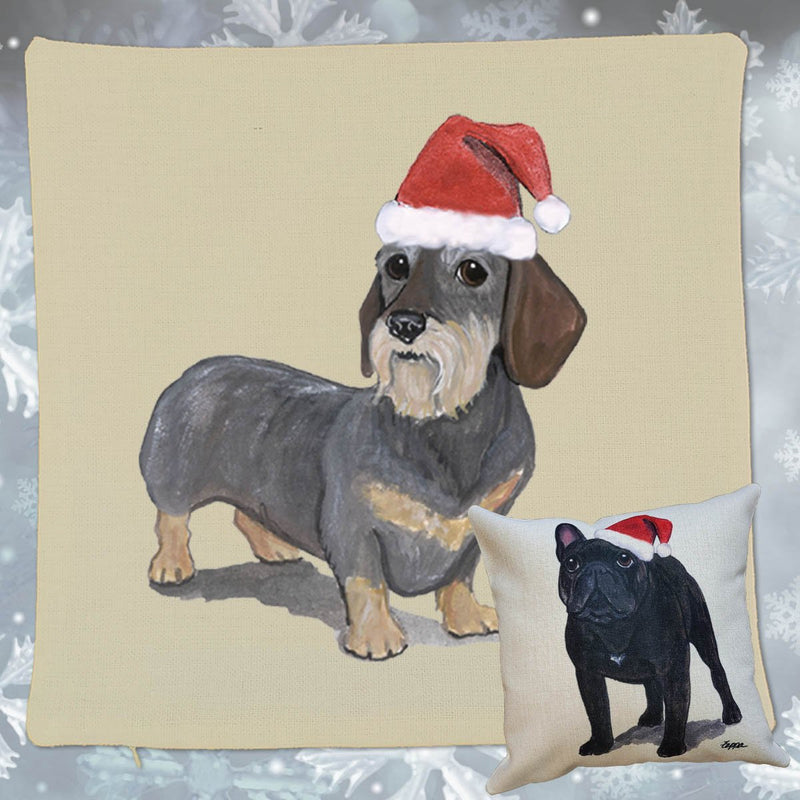 Dachshund Santa Pillow Cover