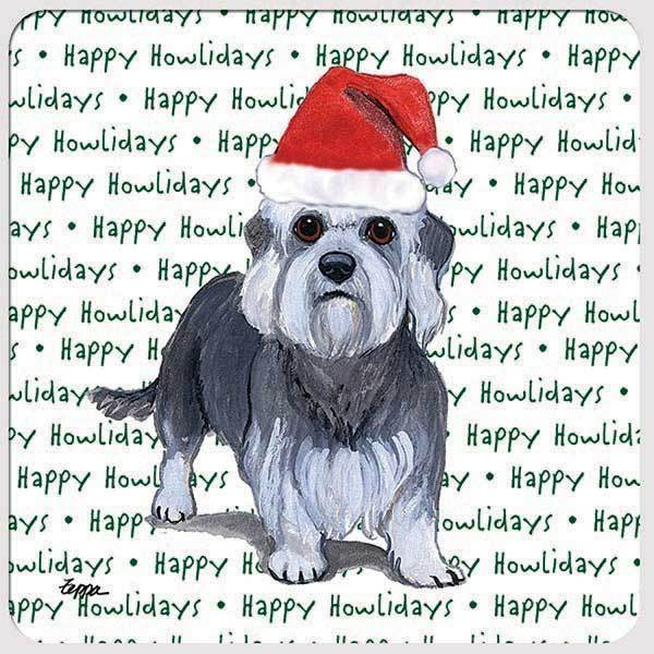 Dandie Dinmont Terrier "Happy Howlidays" Coaster