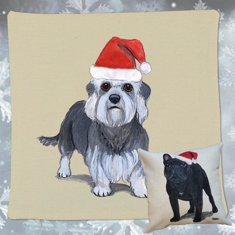 Dandie Dinmont Terrier Santa Pillow Cover