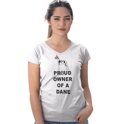 Spotted Great Dane Proud Owner - Women's V-Neck T-Shirt