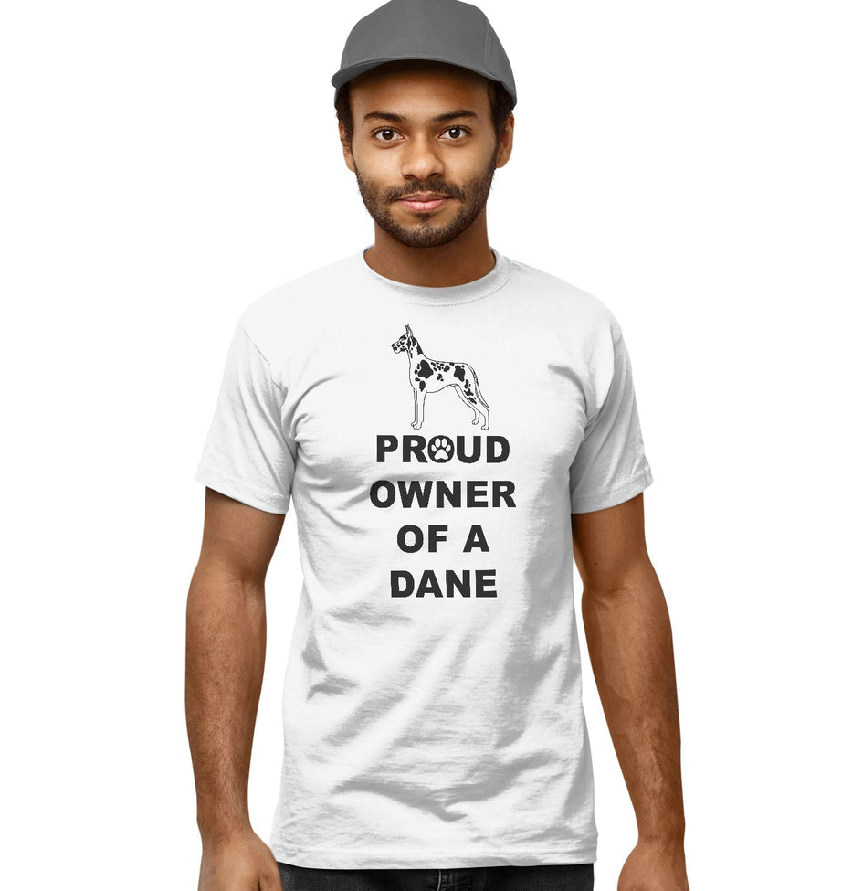 Spotted Great Dane Proud Owner - Adult Unisex T-Shirt