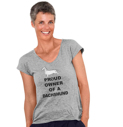 Smooth Dachshund Proud Owner - Women's V-Neck T-Shirt