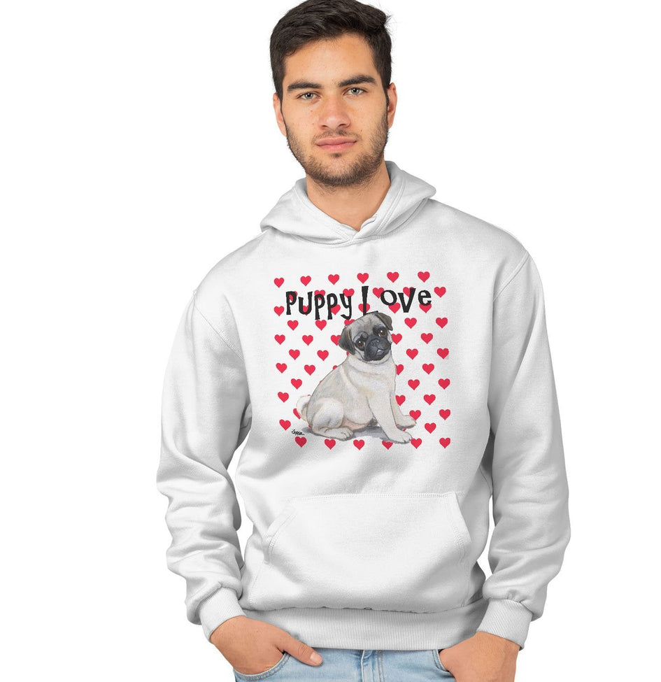 Pug Puppy Love - Adult Unisex Hoodie Sweatshirt