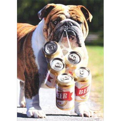 Dog Carries Six Pack - Father's Day Card