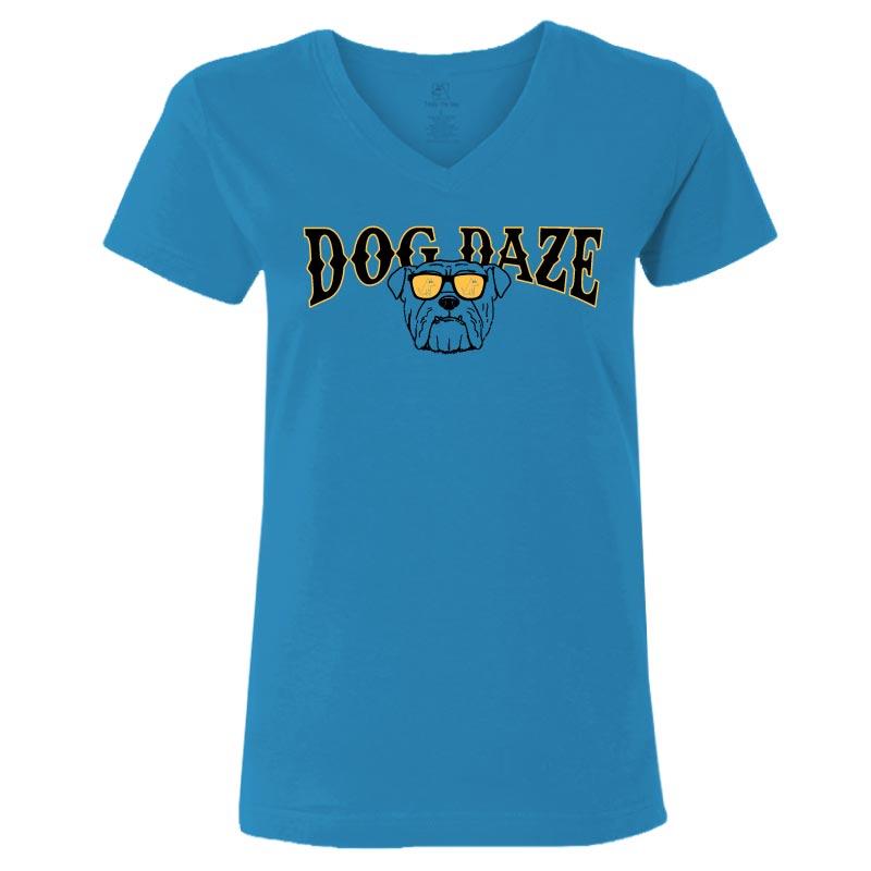 Dog Daze - Bulldog - Ladies T-Shirt V-Neck