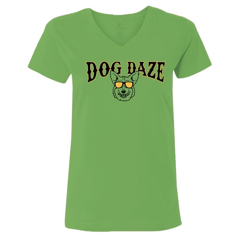 Dog Daze - Corgi - Ladies T-Shirt V-Neck