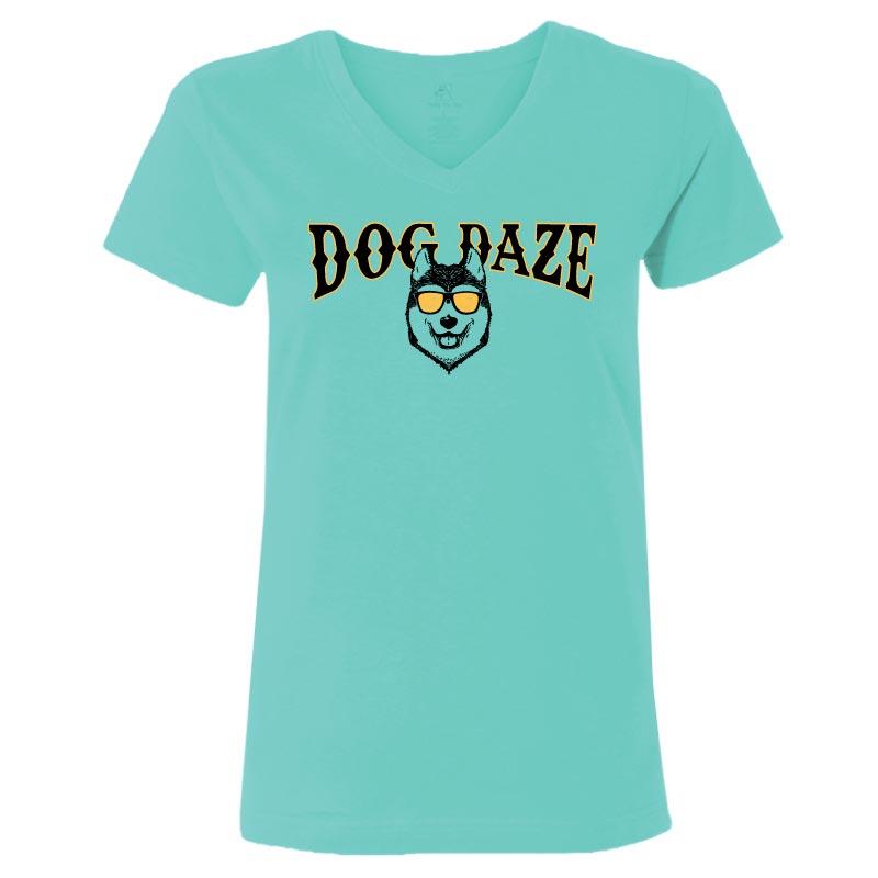 Dog Daze - Siberian Husky - Ladies T-Shirt V-Neck