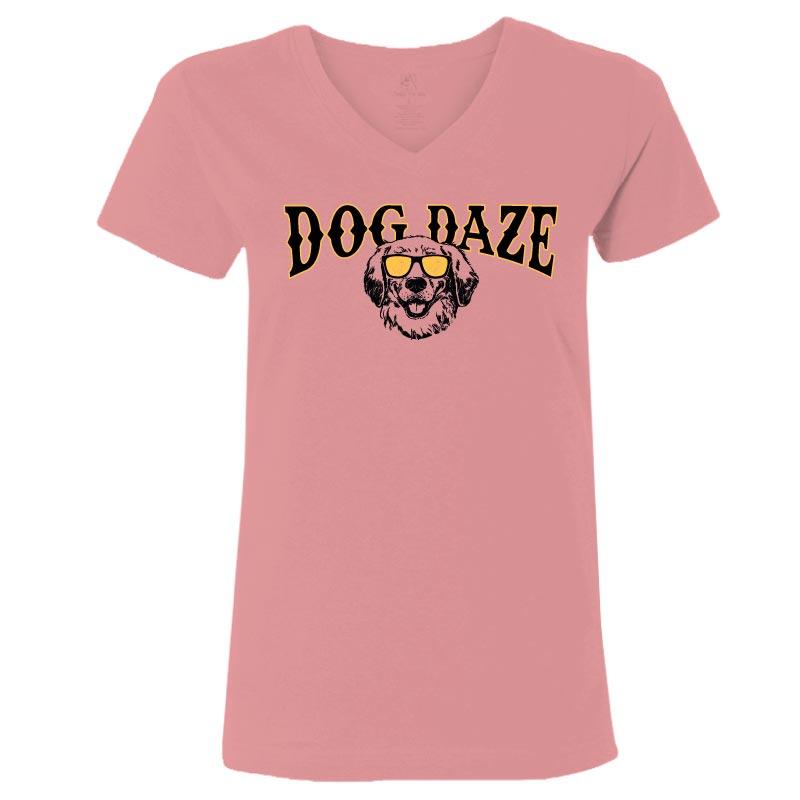 Dog Daze - Golden Retriever - Ladies T-Shirt V-Neck