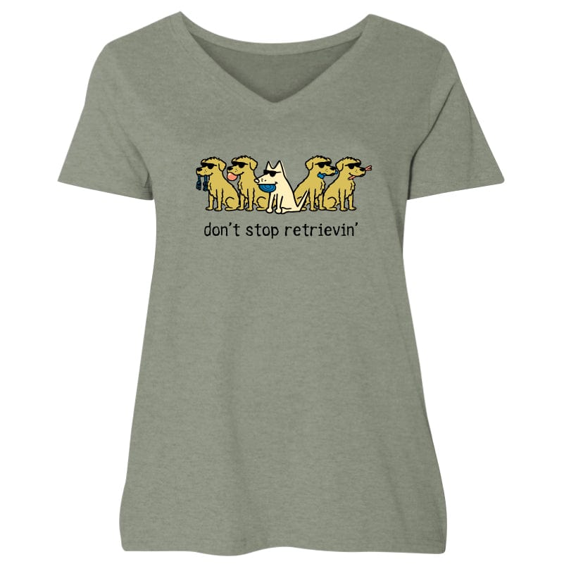 Don't Stop Retrievin - Ladies Curvy V-Neck Tee