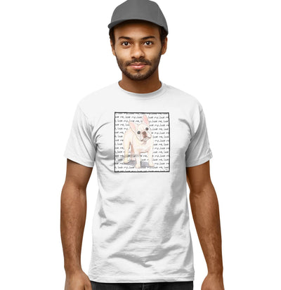 Cream French Bulldog Love Text - Adult Unisex T-Shirt
