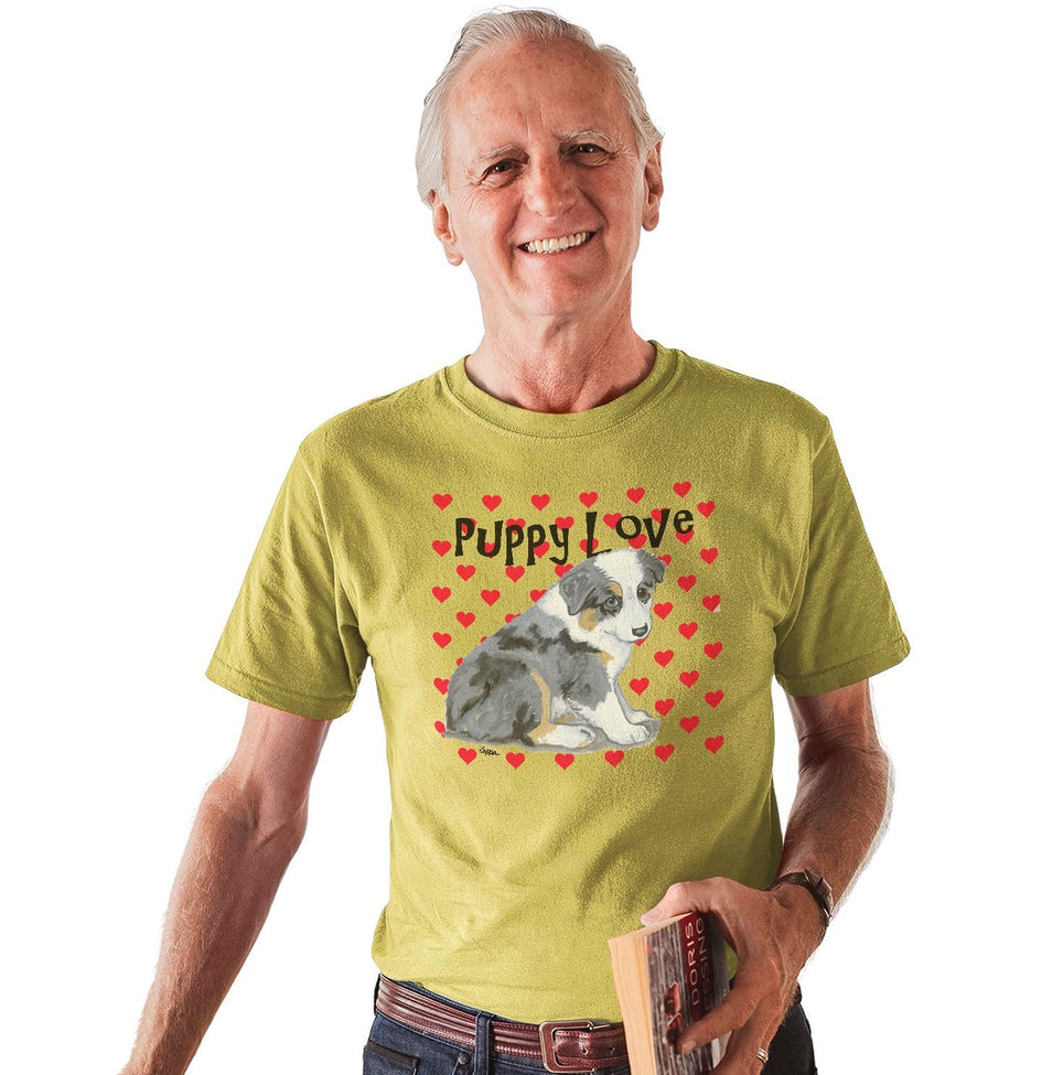 Australian Shepherd Puppy Love - Adult Unisex T-Shirt