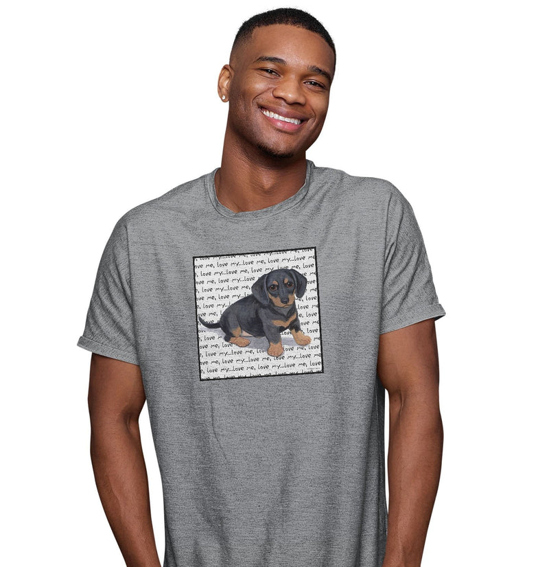 Dachshund Puppy Love Text - Adult Unisex T-Shirt
