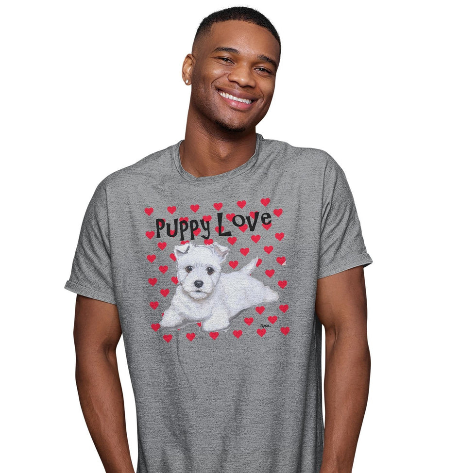 West Highland White Terrier Puppy Love - Adult Unisex T-Shirt