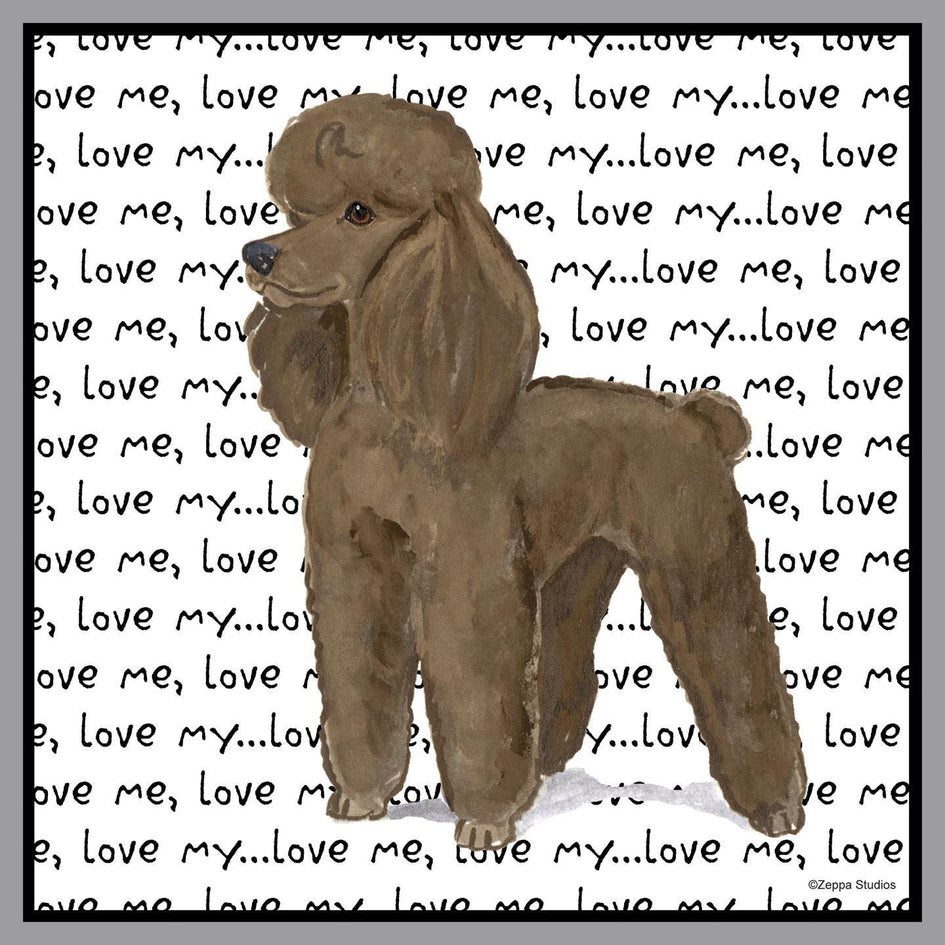 Brown Poodle Love Text - Adult Unisex T-Shirt