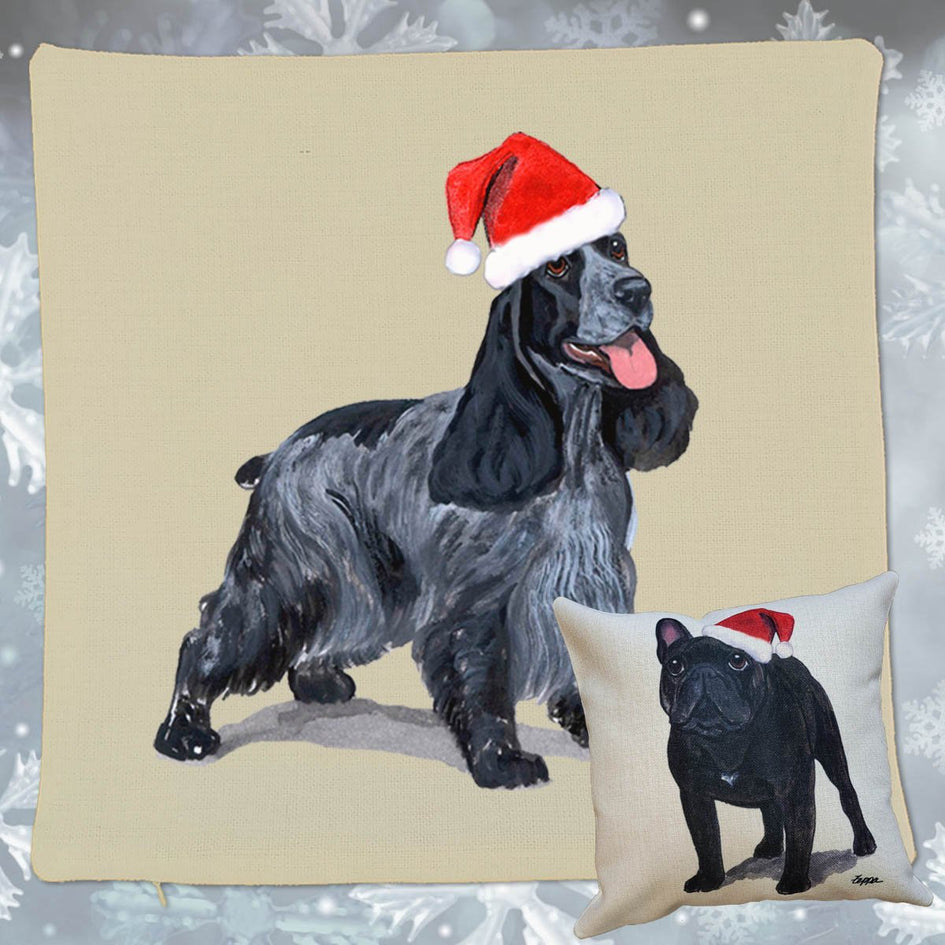 English Cocker Spaniel Santa Pillow Cover