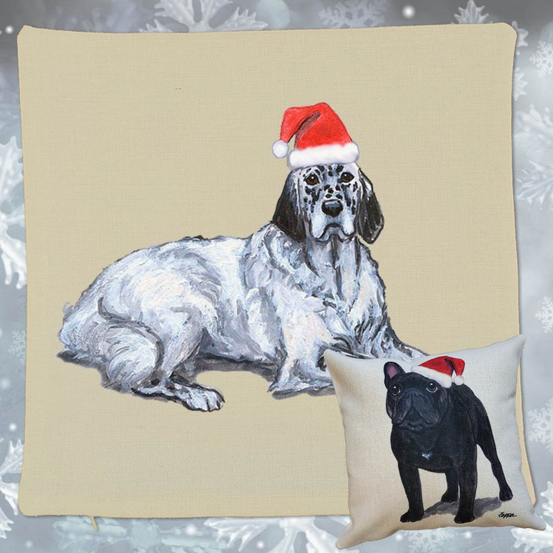 English Setter Santa Pillow Cover