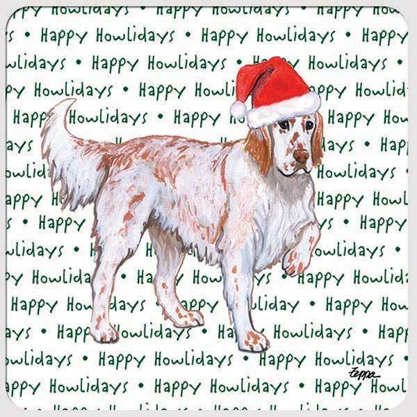 English Setter, Red Belton "Happy Howlidays" Coaster