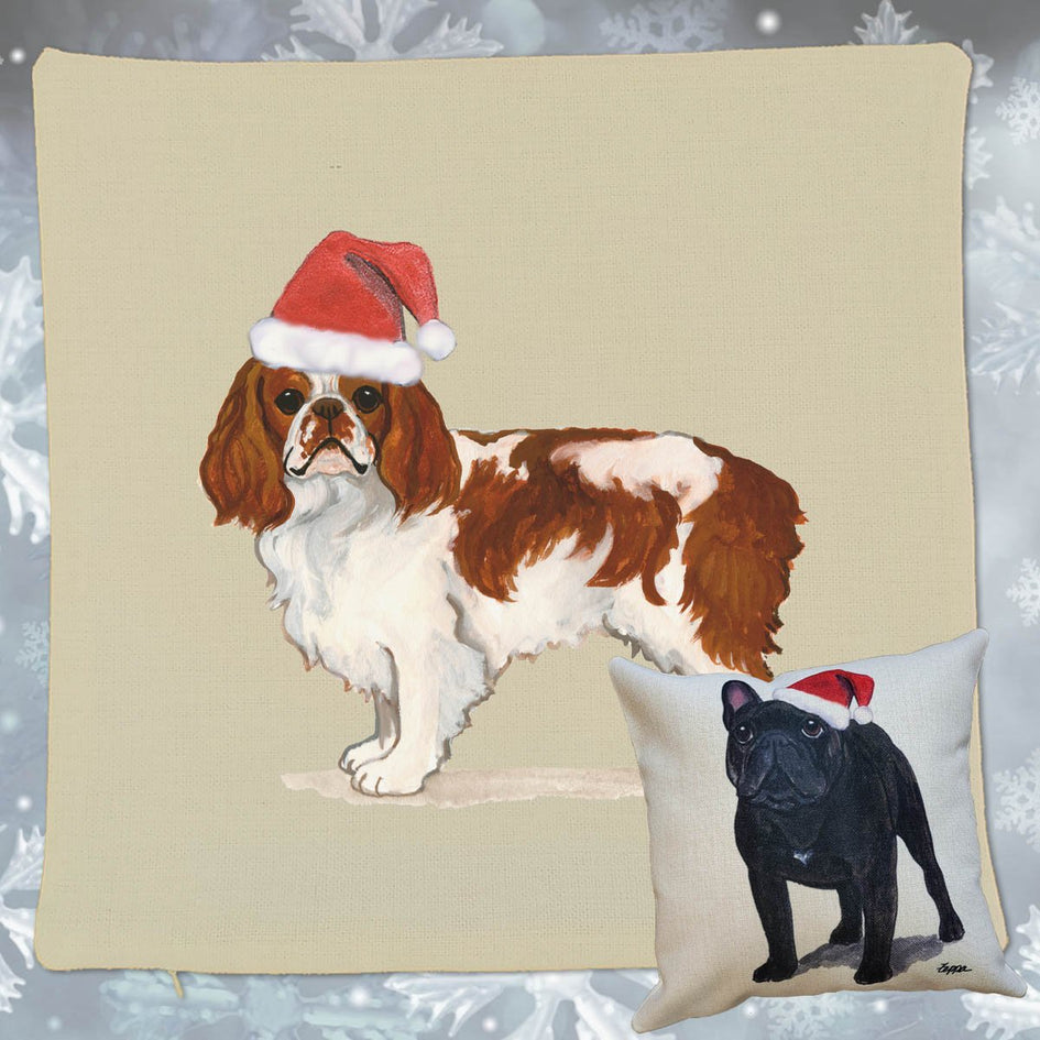 English Toy Spaniel Santa Pillow Cover