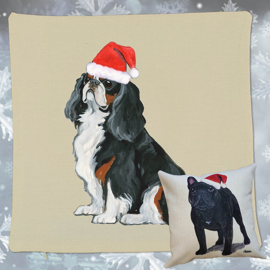 English Toy Spaniel Santa Pillow Cover