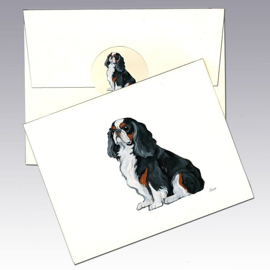 English Toy Spaniel, Tri Color Note Cards