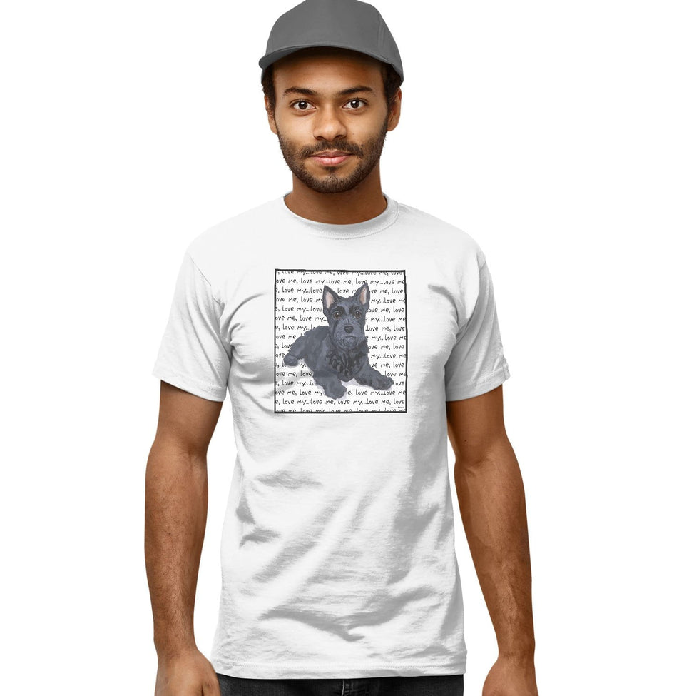 Scottish Terrier Puppy Love Text - Adult Unisex T-Shirt