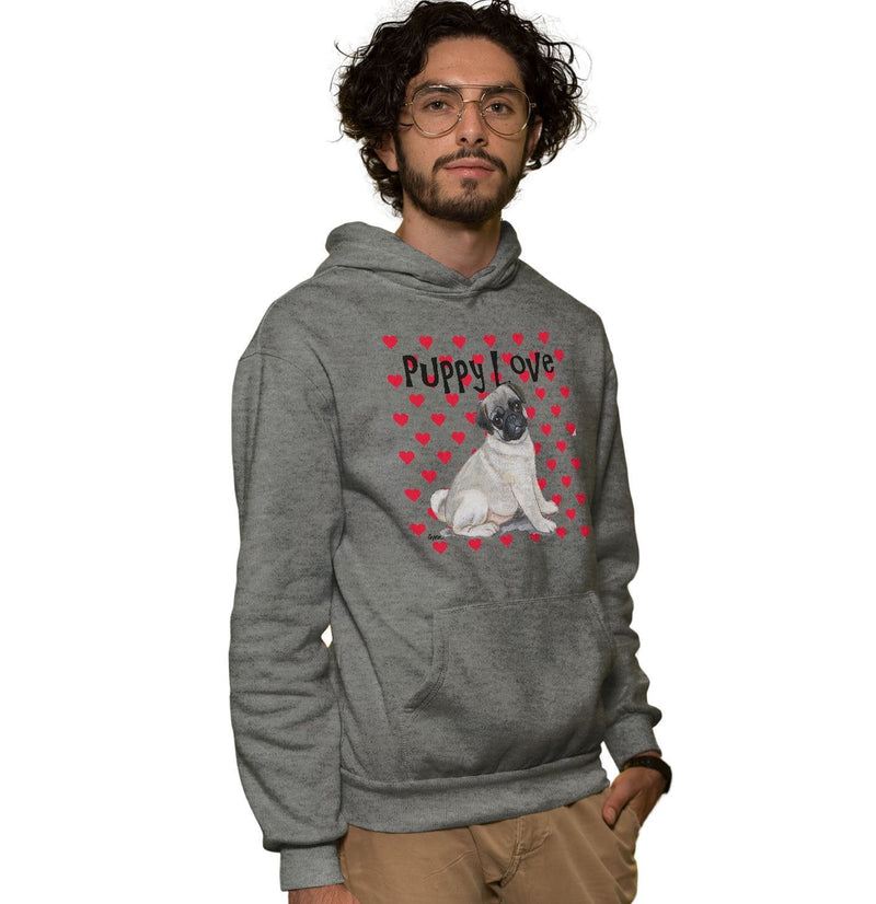 Pug Puppy Love - Adult Unisex Hoodie Sweatshirt