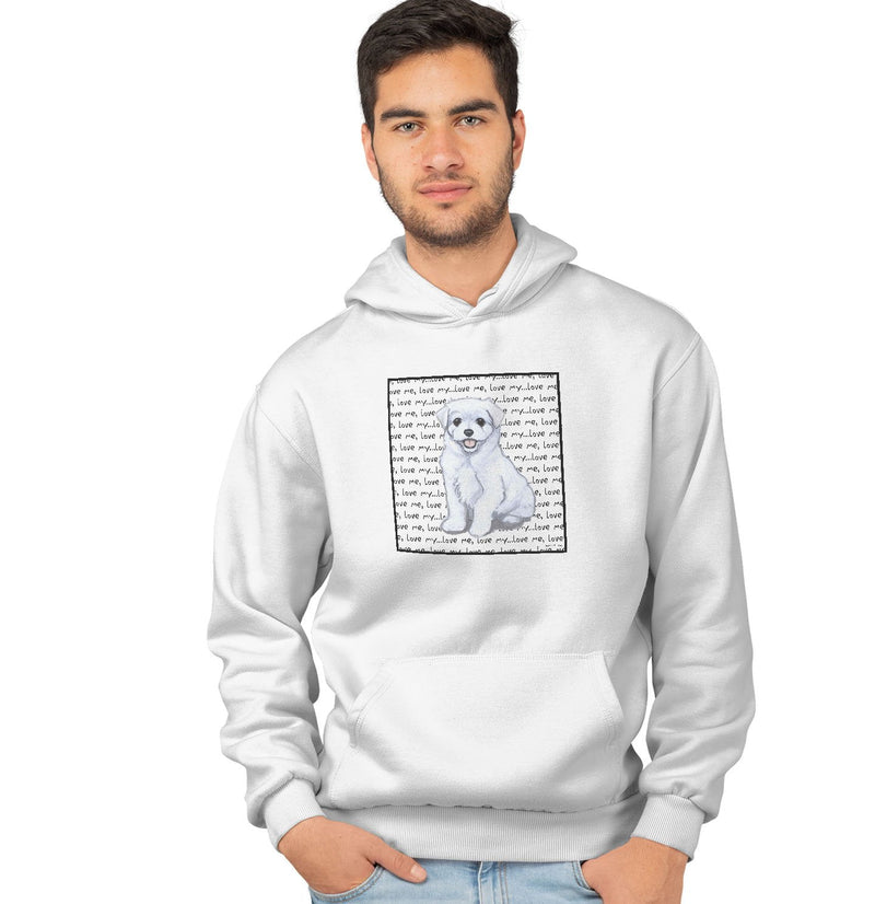 Maltese Puppy Love Text - Adult Unisex Hoodie Sweatshirt