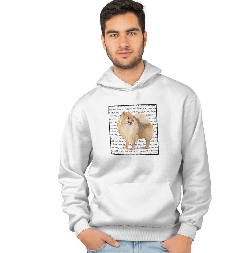 Pomeranian Love Text - Adult Unisex Hoodie Sweatshirt