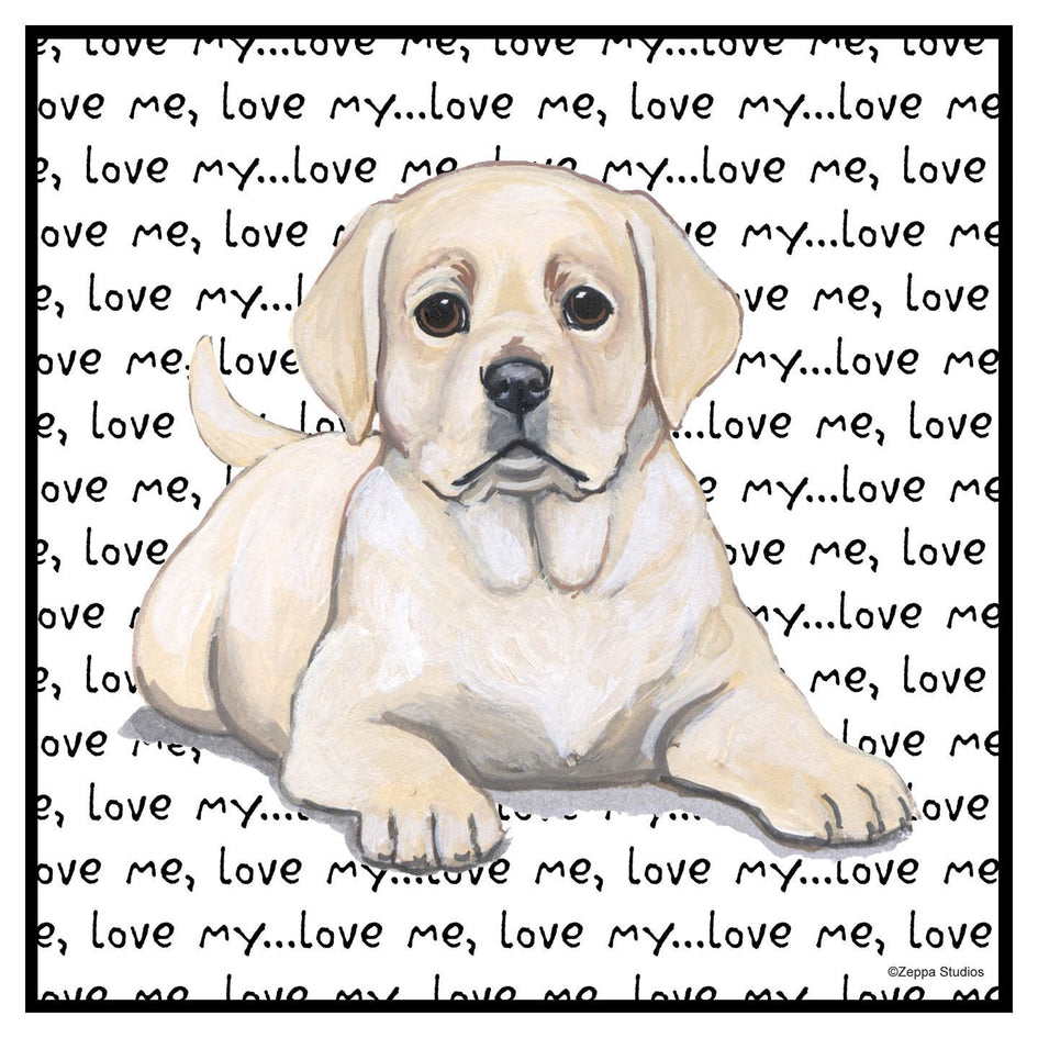 Yellow Labrador Retriever Puppy Love Text - Adult Unisex T-Shirt