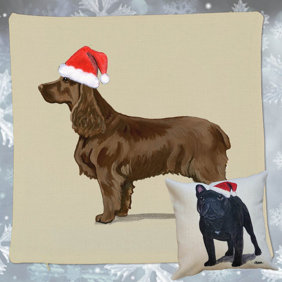 Field Spaniel Santa Pillow Cover