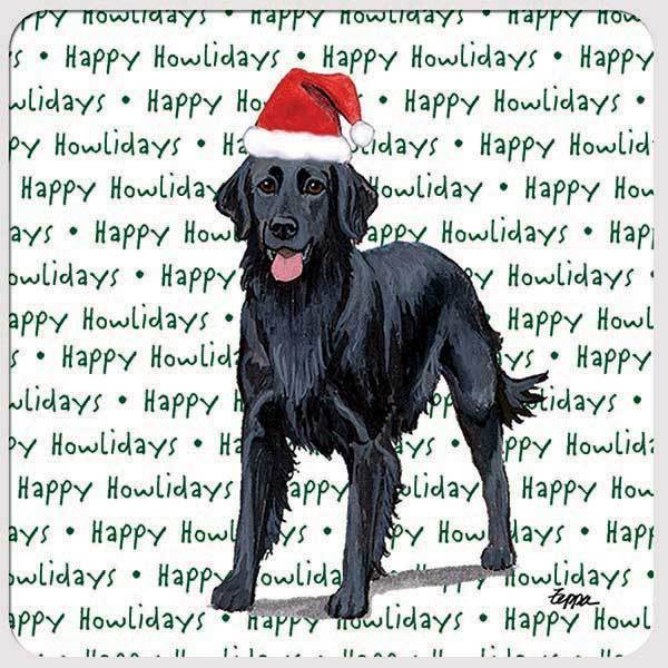 Flat-Coated Retriever "Happy Howlidays" Coaster