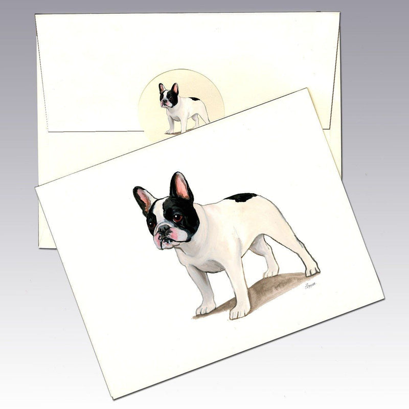 French Bulldog, Black and White Note Cards