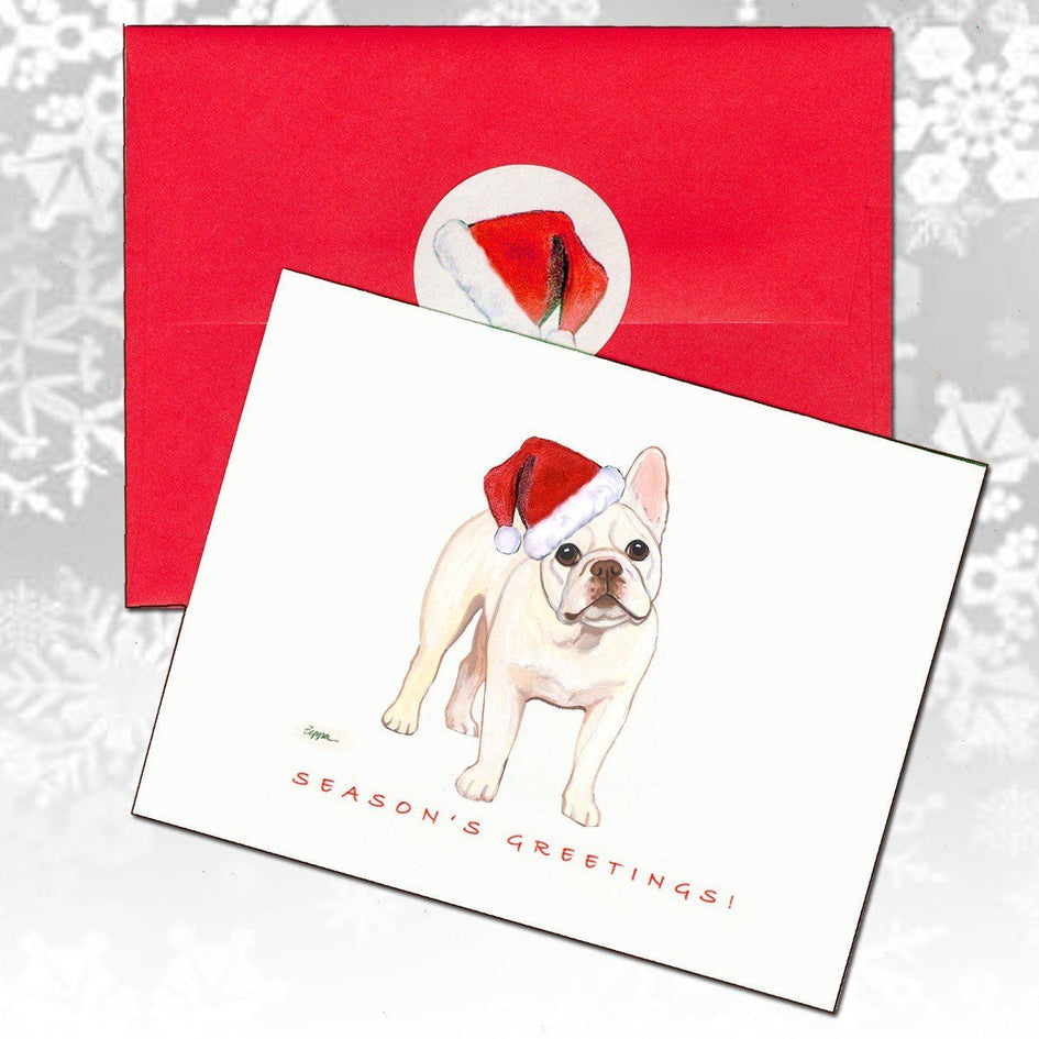 French Bulldog, Creme (or Buff) Christmas Note Cards