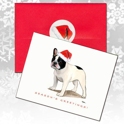 French Bulldog, Black and White Christmas Note Cards