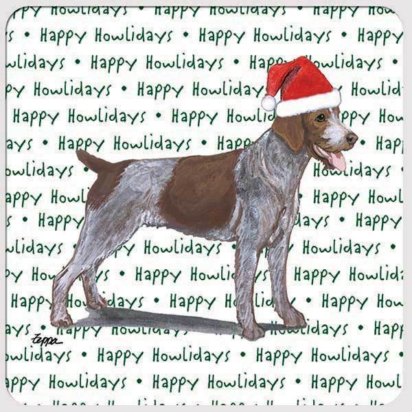 German Wirehaired Pointer "Happy Howlidays" Coaster