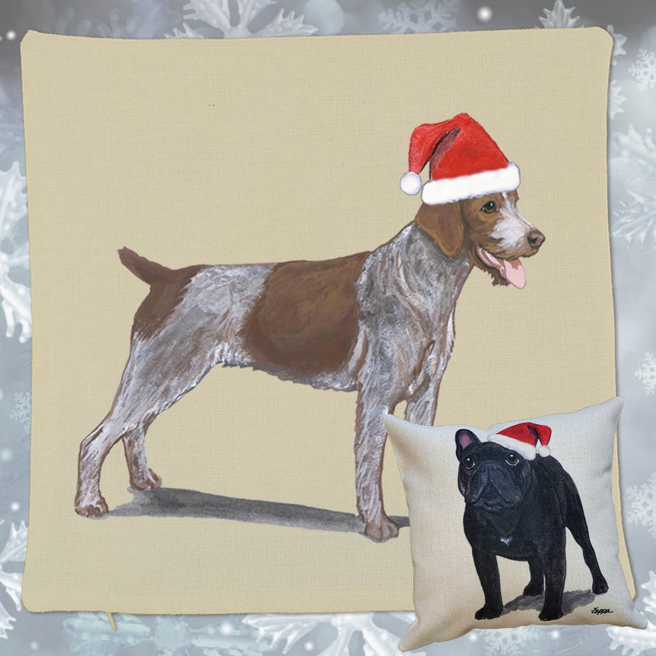 German Wirehaired Pointer Santa Pillow Cover