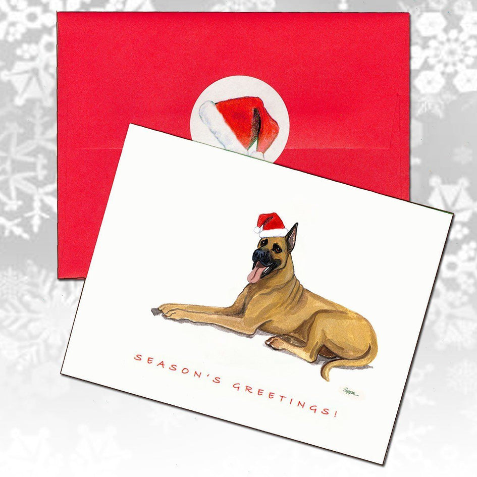 Great Dane, Fawn Christmas Note Cards